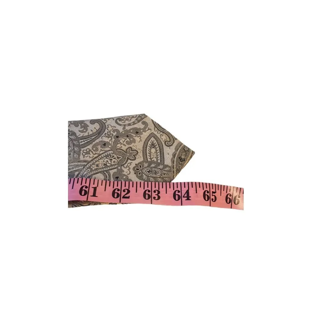 Pronto Uomo Couture‎ Mens luxury paisley silk neck tie Gold Tan x-Long Designer